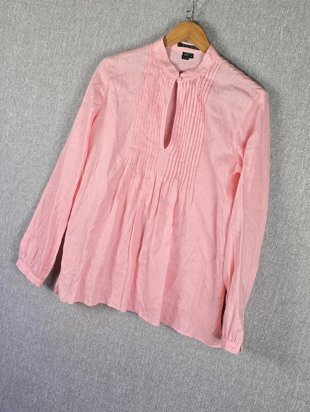 Lauren Ralph Lauren Pink 100% Linen Keyhole Neck Blouse Womens Sz M
